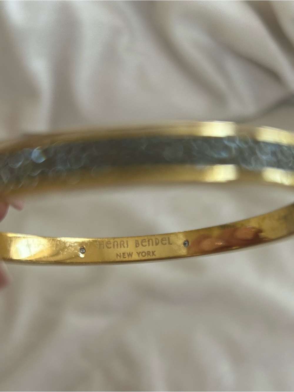 Henri Bendel Gold and Silver Crystal Pavé Bangle Bracelet - Picture 3 of 4